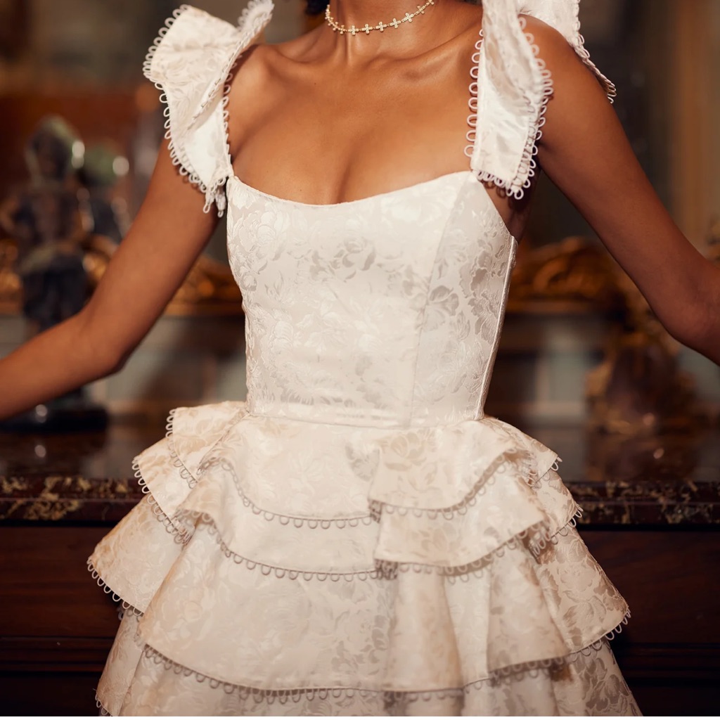 The Patisserie Dress In Coconut Macaron By V. Chapman